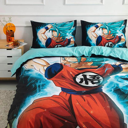 Ensemble de literie trois pièces en pur coton, imprimé de rôle Son Goku, beau dessin animé