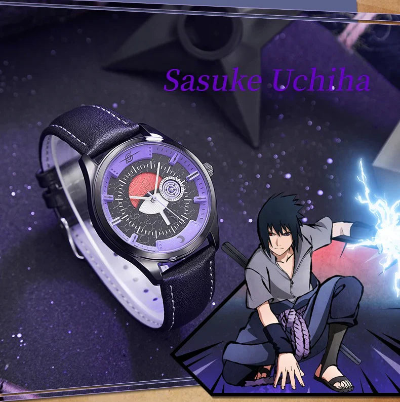 Sasuke/Kakashi/Itachi Reloj de cuarzo multiusos para hombres y mujeres, resistente al agua hasta 30 m, esfera negra de 40 mm