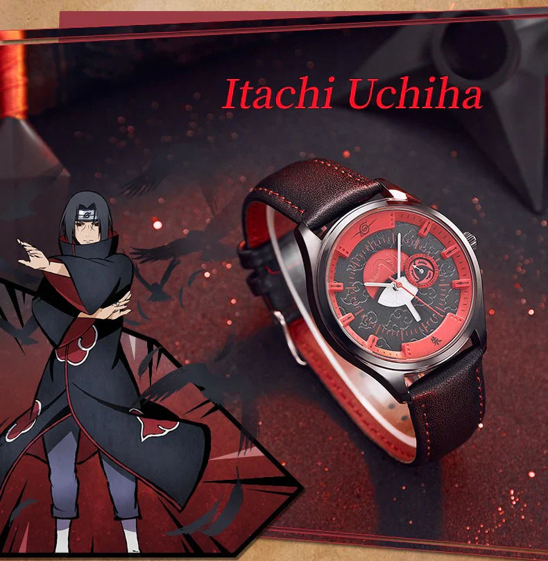 Sasuke/Kakashi/Itachi Reloj de cuarzo multiusos para hombres y mujeres, resistente al agua hasta 30 m, esfera negra de 40 mm