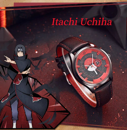 Sasuke/Kakashi/Itachi Reloj de cuarzo multiusos para hombres y mujeres, resistente al agua hasta 30 m, esfera negra de 40 mm