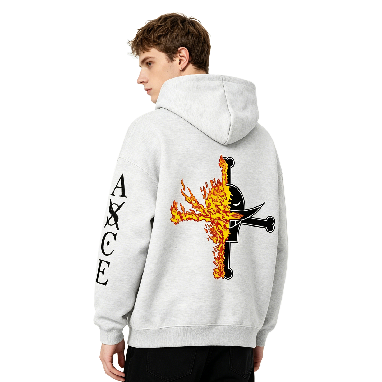 One Piece Portgas D Ace Sweat à capuche surdimensionné Fire Fist Ace Anime Graphic Pull à capuche