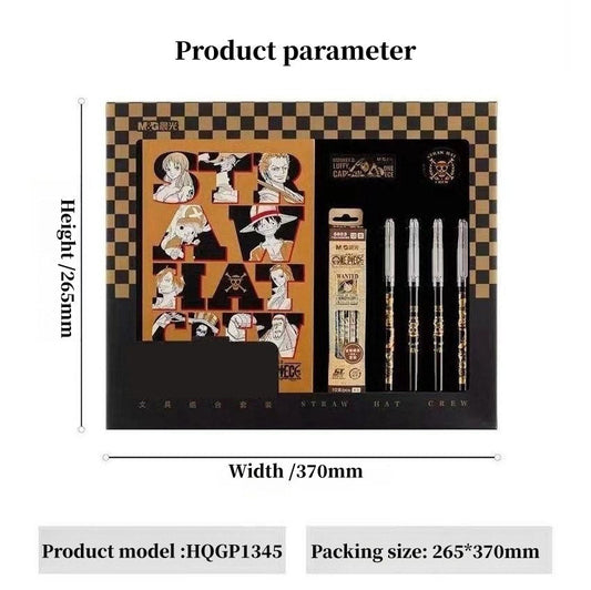 Luffy chapeau de paille Pirate ensemble de papeterie coffret cadeau stylo presse neutre stylo livre autocollant