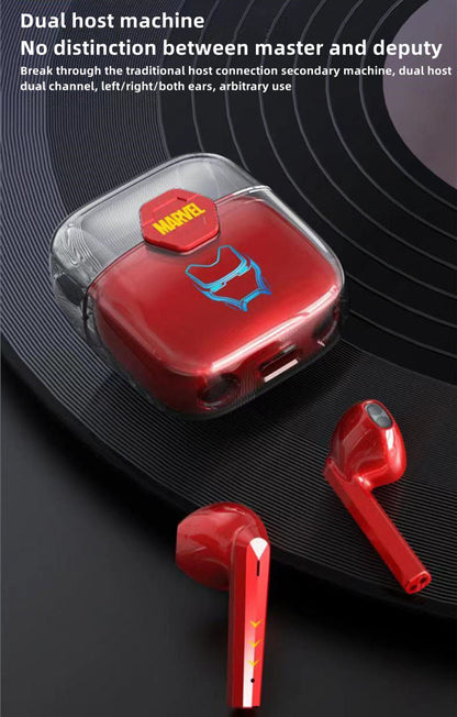 Marvel Iron Man Black Panther kabellose Ohrhörer, Marvel TWS Bluetooth 5.1 Kopfhörer mit LED-Licht