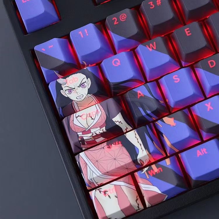 Nezuko/Tanjiro/Tokito Muichiro Kreativní průhledná roztomilá mechanická krytka klávesnice
