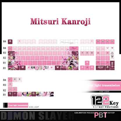 Demon Slayer Kanroji Mitsuri Keycaps 122 PBT Sublimation Keycap sæt til mekanisk tastatur med detaljeret skærm og mulighed for enkelt tastatur