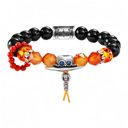 One Piece Luffy Ace Jewelry Set, Anime Necklace Bracelet Brooch Gift Box